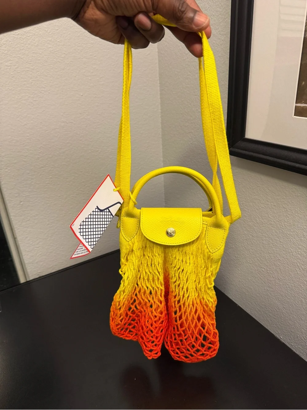 Longchamp Le Pliage Filet Dip Dye Knit Shoulder Bag - Picture 2 of 9